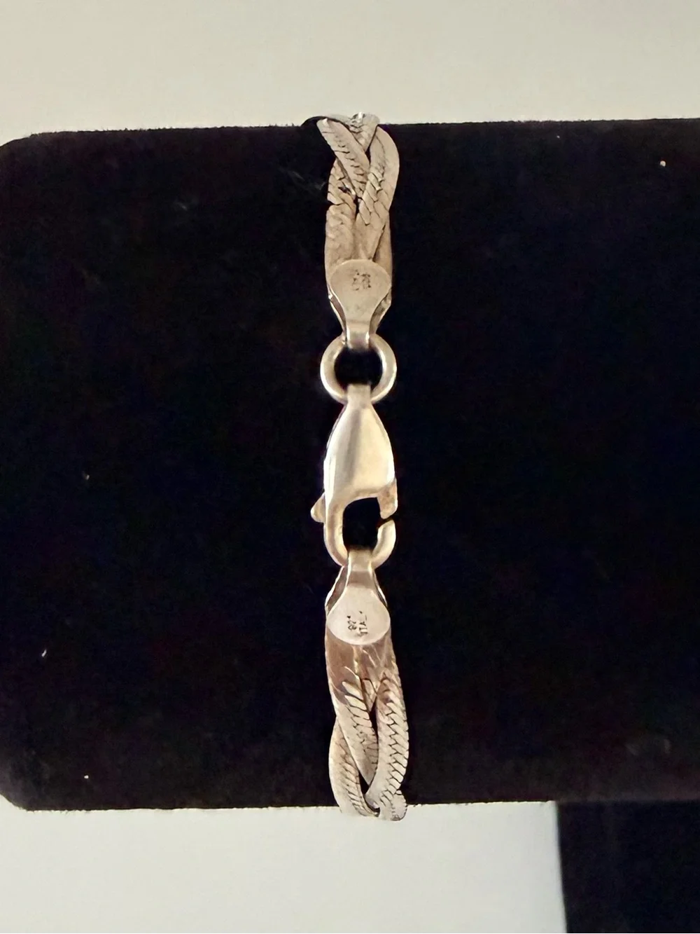 Vintage 925 Sterling Silver Braided Herringbone Rope Chain Bracelet, 7